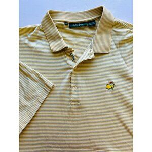 Master Bobby Jones Men's XL Yellow Polo Shirt W/ Embroidered Made In Italy